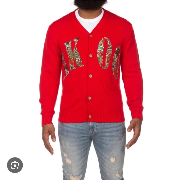 Akoo Mens Roe Sweater (Chili Pepper) Animal Print Embroidered Size S - Picture 1 of 10